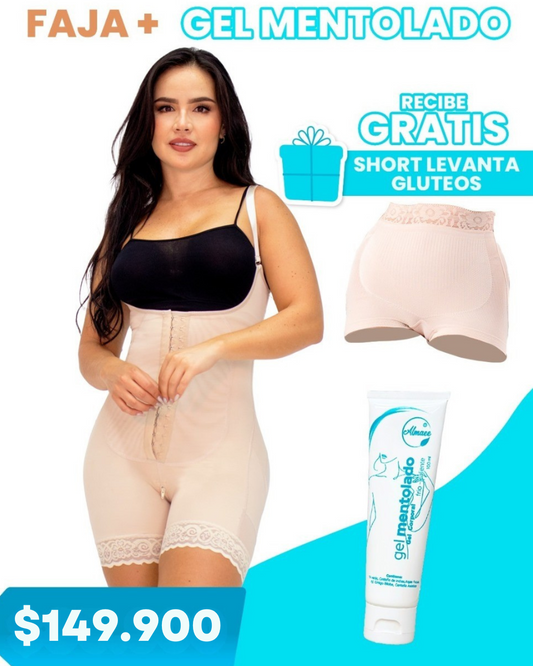 Combo Faja Modeladora + Gel Mentolado + Short Levanta Glúteos.