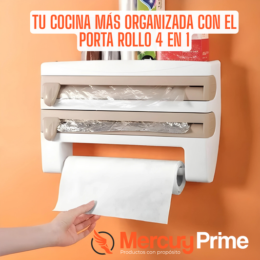 🏡 Porta Rollo 4 en 1 – Organización práctica y elegante para tu cocina.