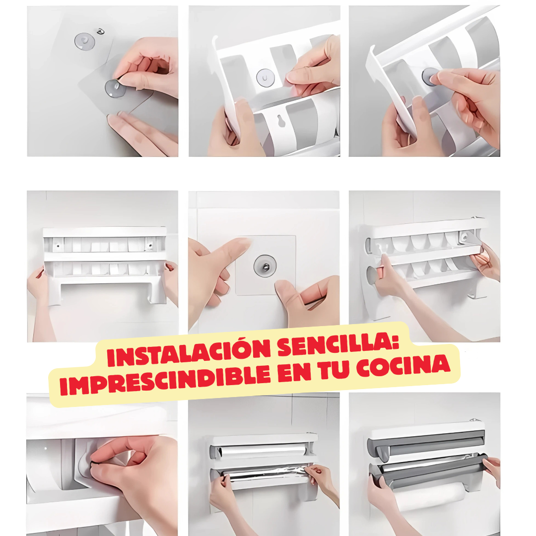 🏡 Porta Rollo 4 en 1 – Organización práctica y elegante para tu cocina.