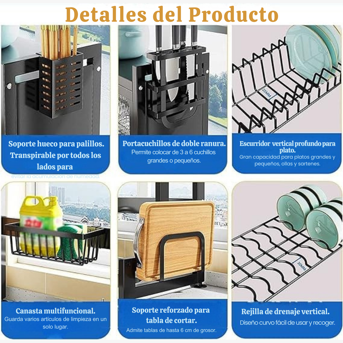 KitchenFlow Prime™ – Escurridor de Platos Multifuncional.