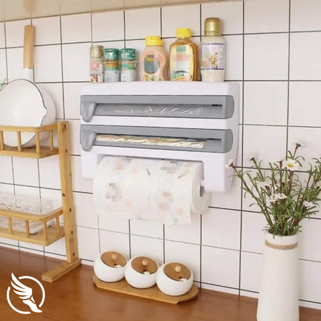 🏡 Porta Rollo 4 en 1 – Organización práctica y elegante para tu cocina.