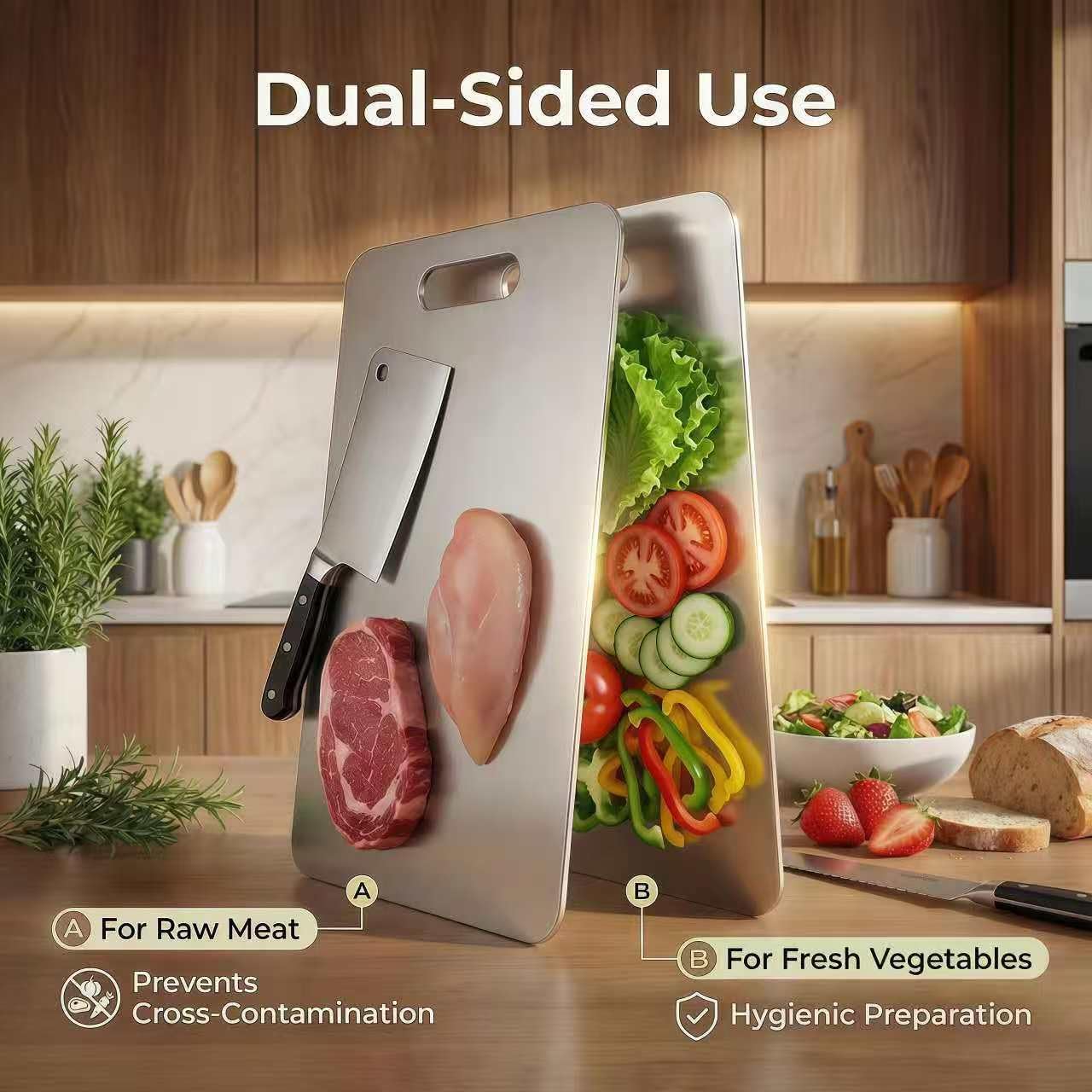 Pack de 3 Tablas Higiénicas de Acero Inoxidable.