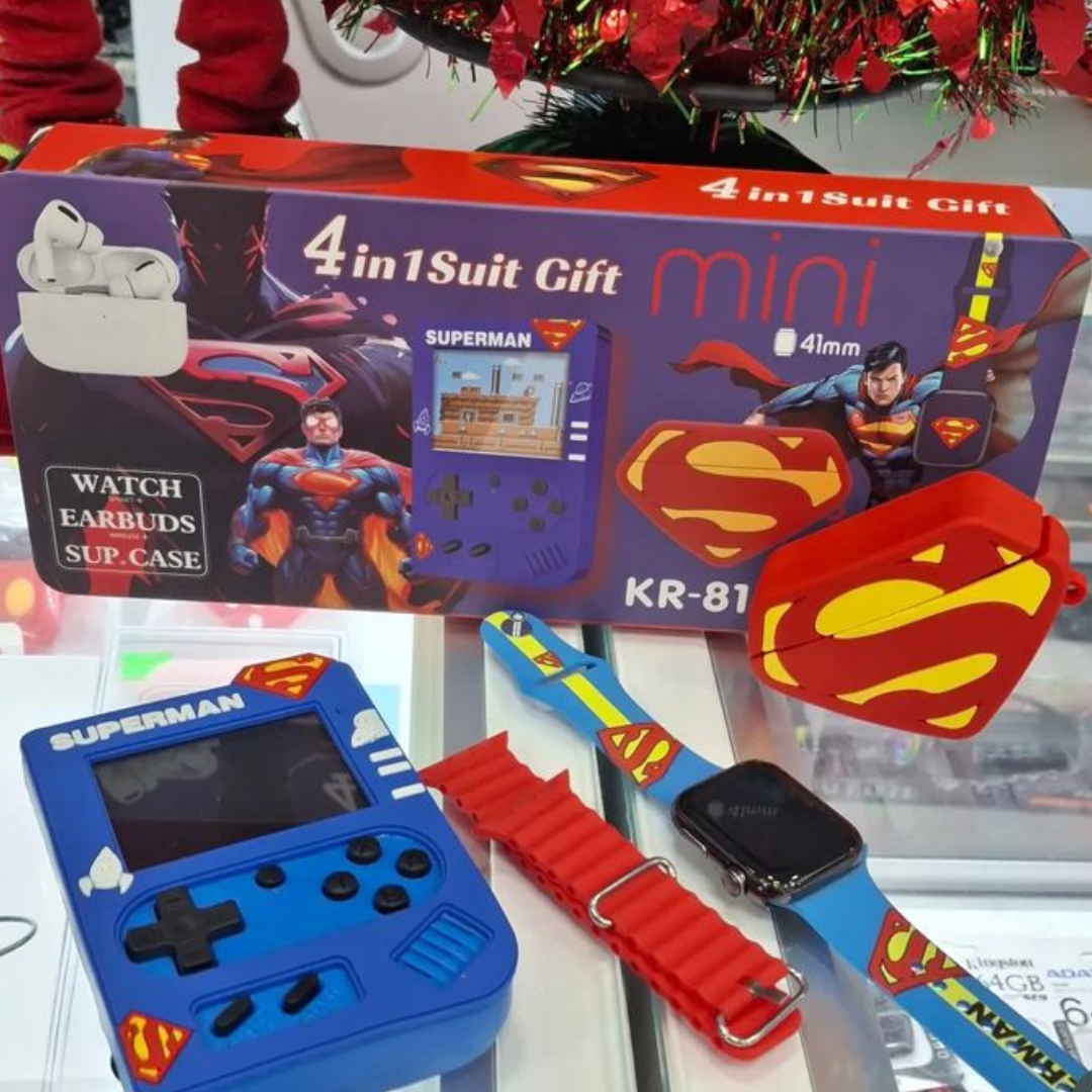 🩷 KIT DE REGALO 4 EN 1 para niños smartwatch+gamebox+audifonos!