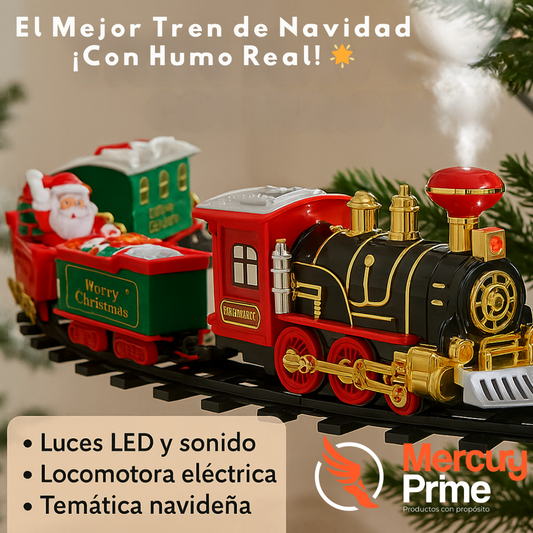 Tren Navideño Merry Christmas con Humo Real. 🎁
