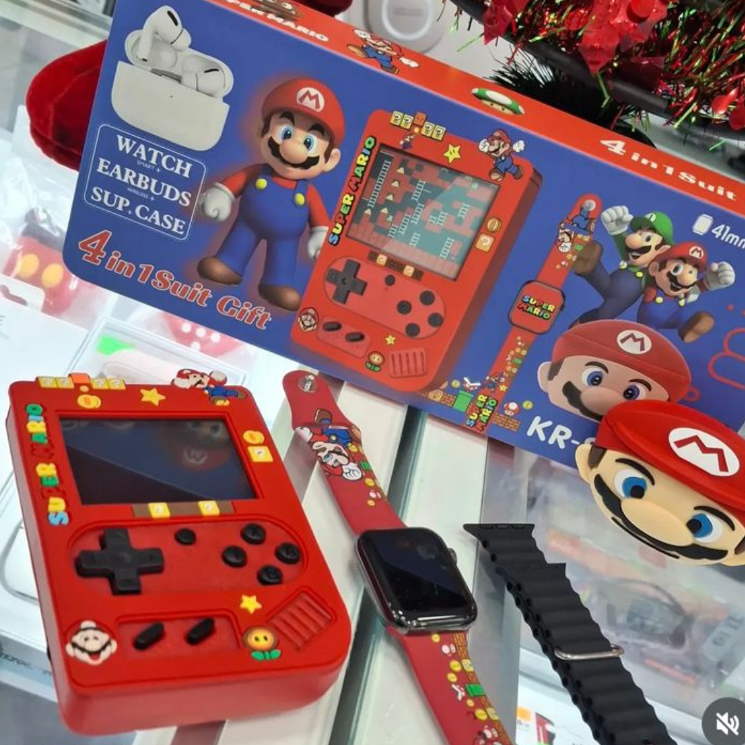 🩷 KIT DE REGALO 4 EN 1 para niños smartwatch+gamebox+audifonos!