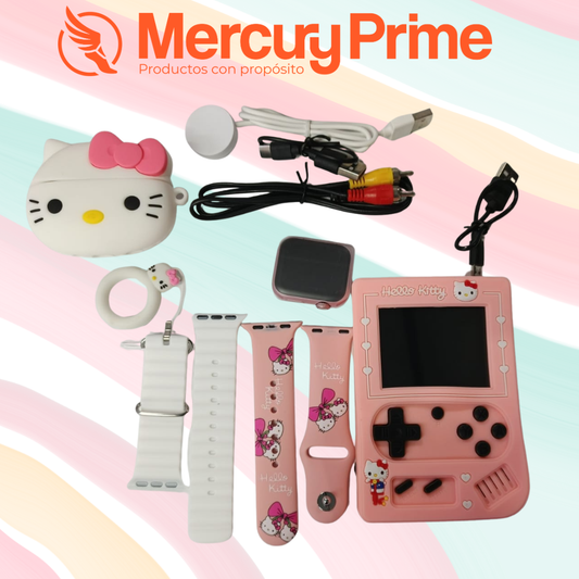 🩷 KIT DE REGALO 4 EN 1 para niños smartwatch+gamebox+audifonos!