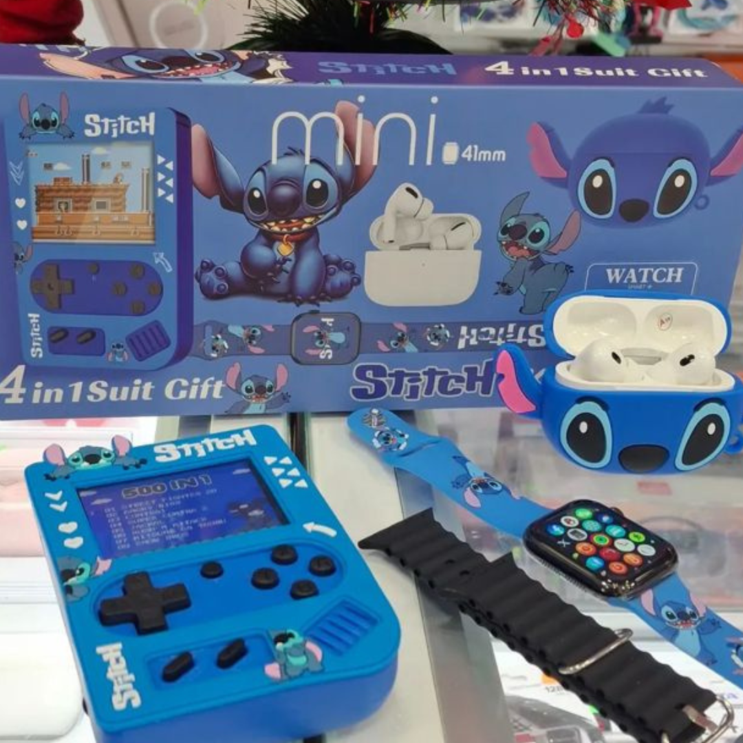 🩷 KIT DE REGALO 4 EN 1 para niños smartwatch+gamebox+audifonos!