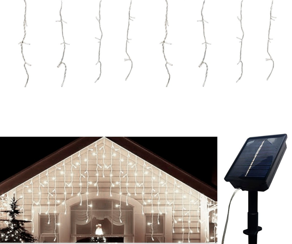 ✨ Cortina de Luces LED Navideñas con Panel Solar