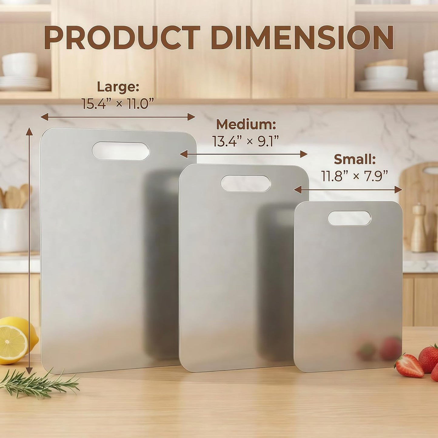 Pack de 3 Tablas Higiénicas de Acero Inoxidable.