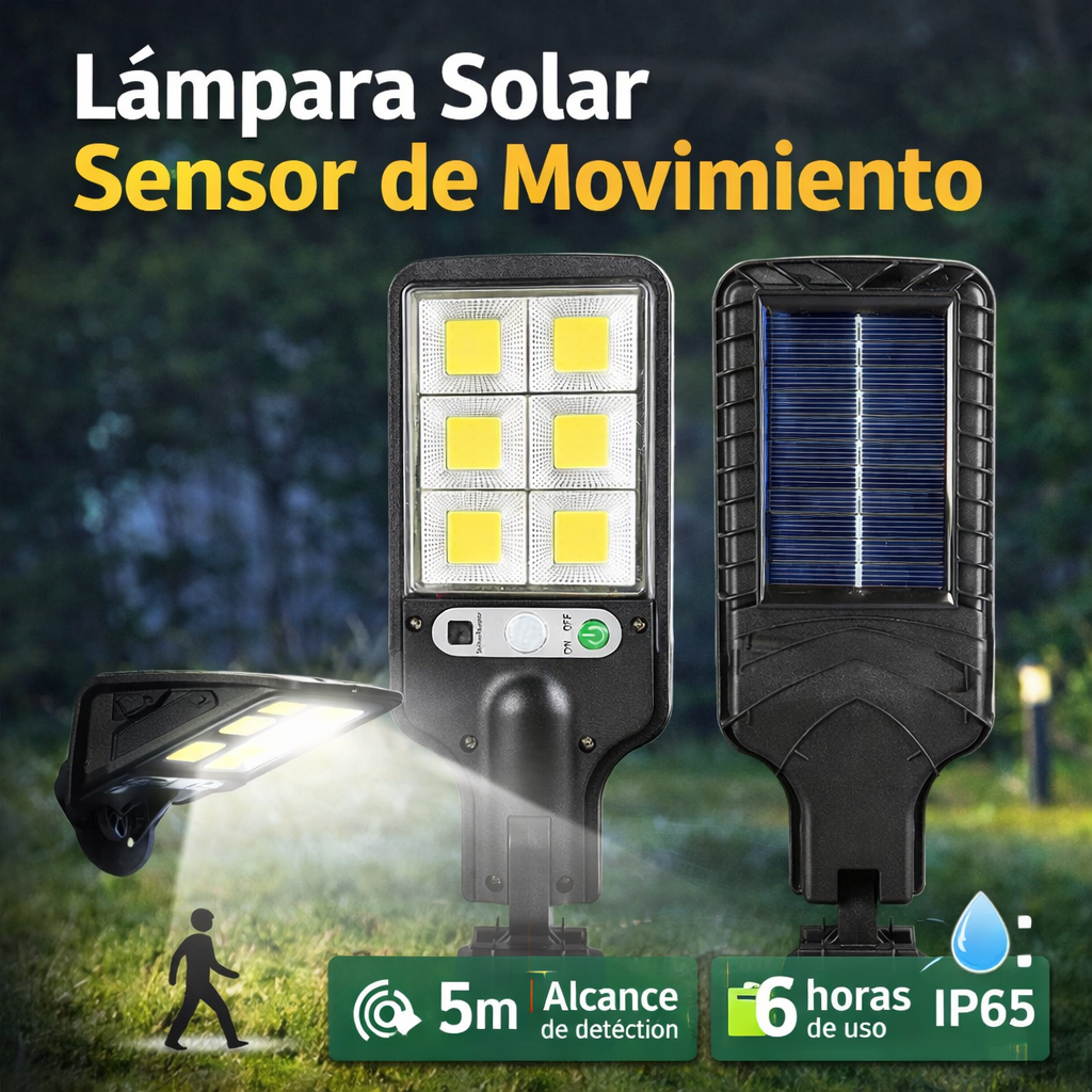 Lámpara Solar LED con Sensor de Movimiento!